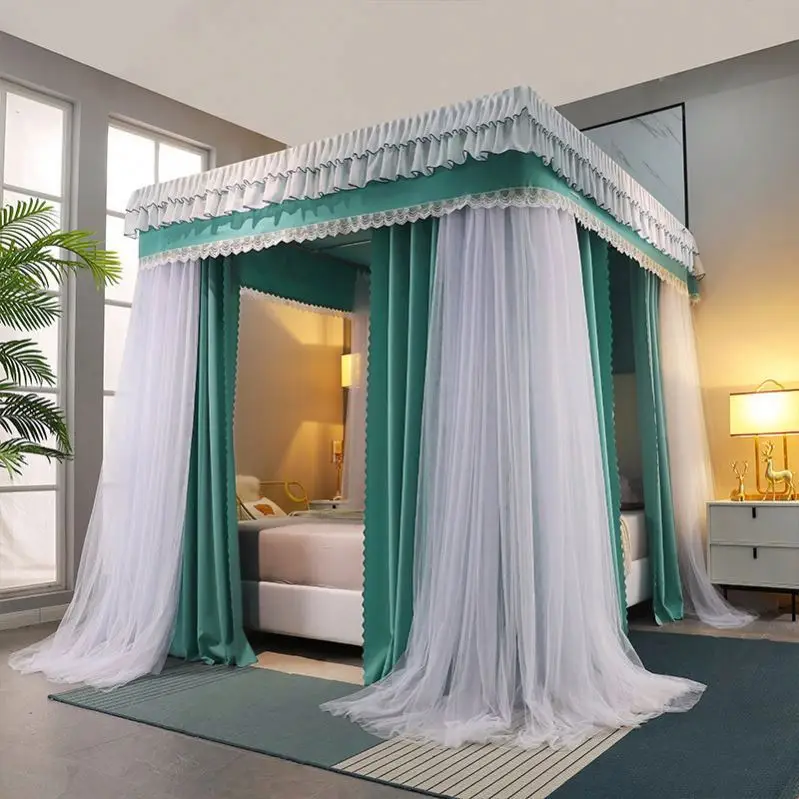 Four Season Quadrate  Mosquito Net with Frame Romantic Shading Bed Curtain Canopy Nets Three-door Bedcover Curtain R2277