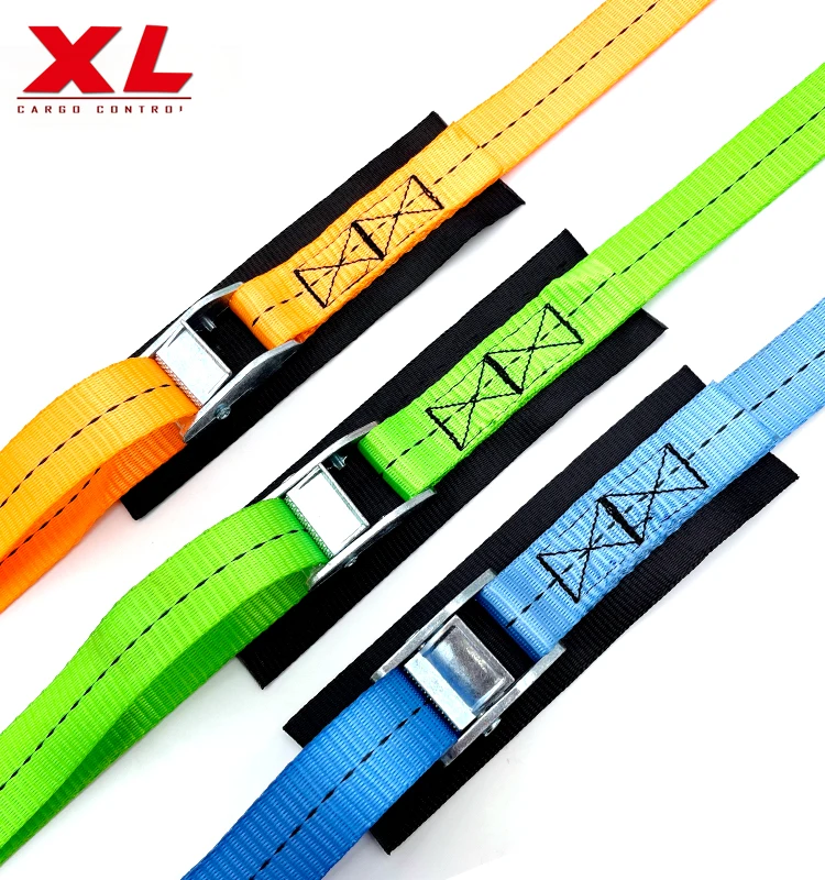 25mm 2m cam buckle tie down straps with black polyester webbing can be logo printed 250kgs