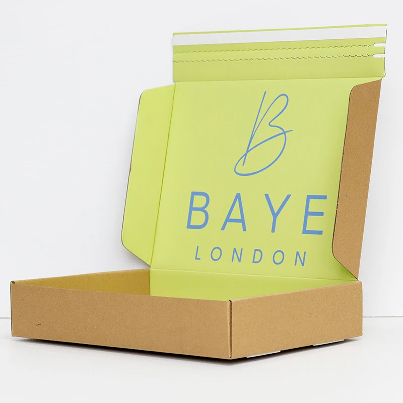 One-step service custom corrugated Self sealing  mailer box self adhesive tear away strips shipping zipper foldable gift box