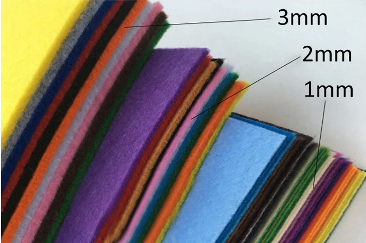  Colorful Thick 1mm-5mm 100% Polyester Needle Punched Nonwoven Fabric DIY
