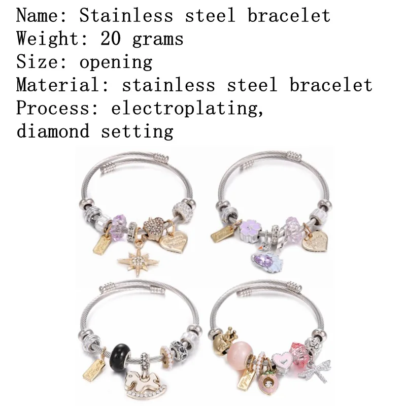 Stainless Steel Diamond Setting Bracelet High Quality Fashionable Charm Bracelet