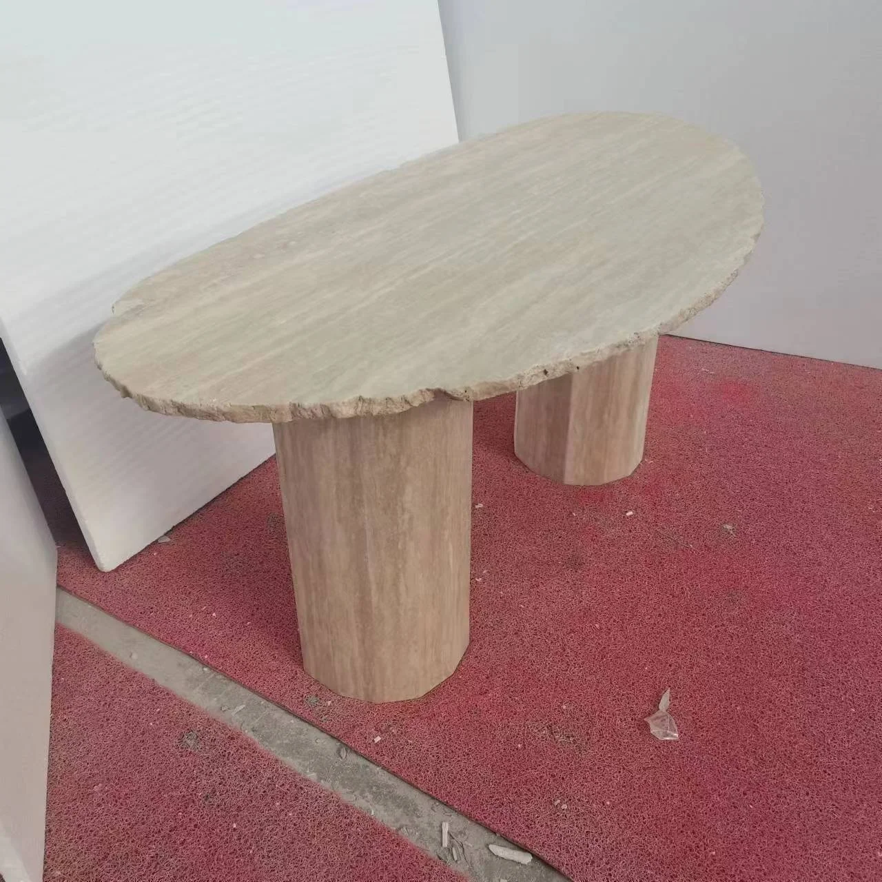 custom design natural edge oval irregular shape coffee table travertine ripple table