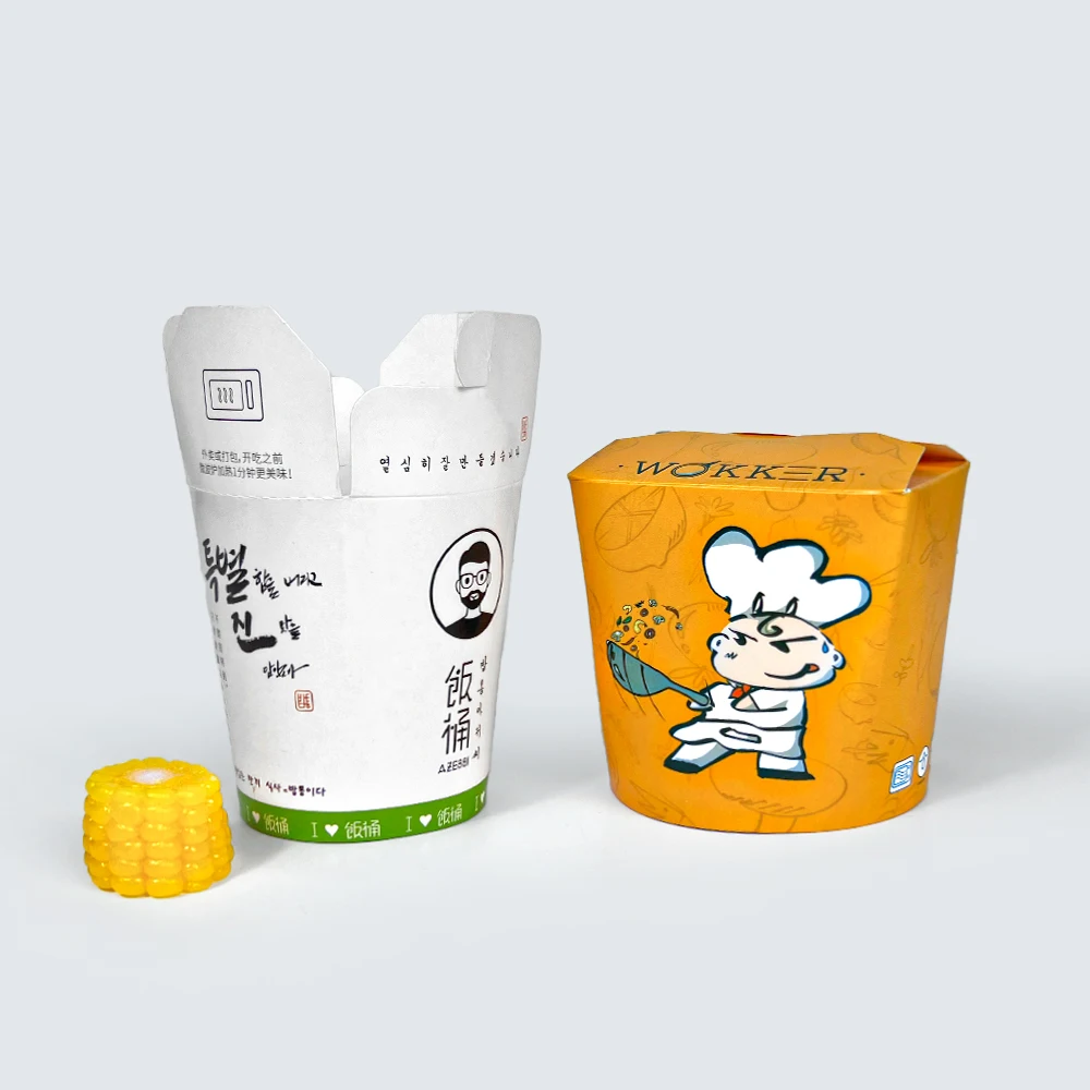 ZJPACK Disposable packing food containers takeaway doner box 16oz 26oz 32oz kraft noodle paper box