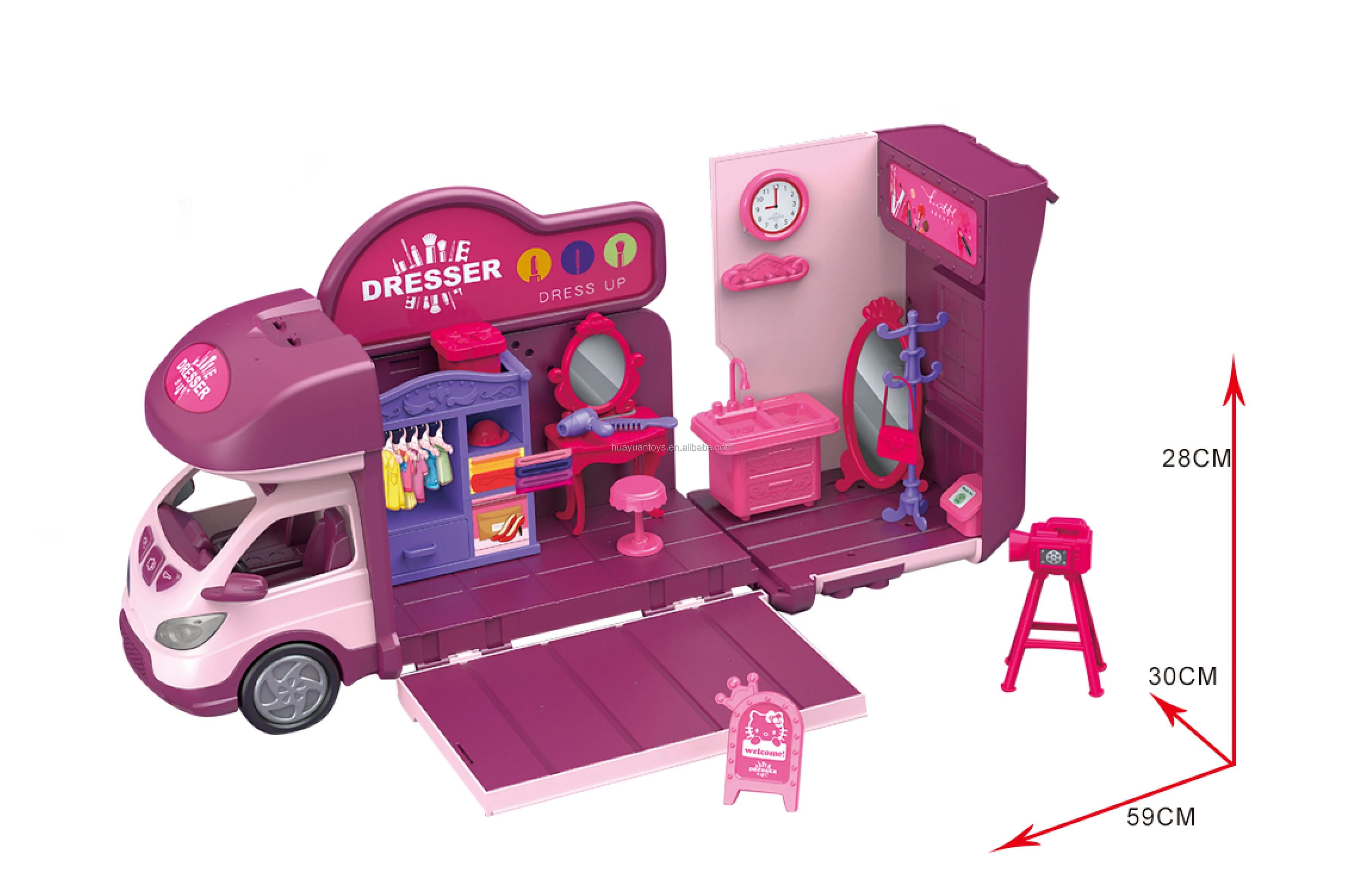 Role Play Toys DIY Playhouse Scene Light and Sound Recreational Vehicle Dress up & Pretend Play & Preschool Toys for Kids