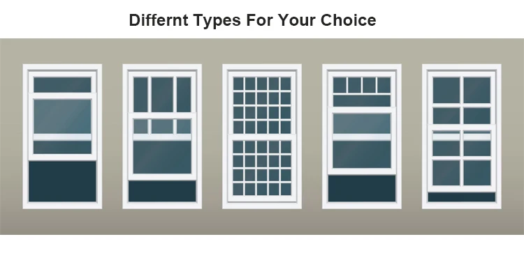 Tegood  easy clean double tilting Manual lifting aluminum double hung windows for ventilation