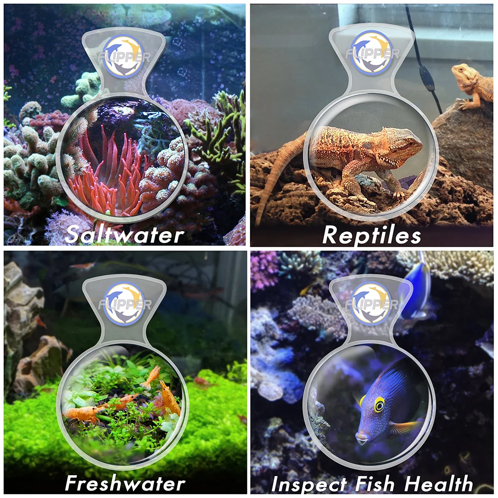 Flipper DeepSee Glass Acrylic Magnified Magnetic Standard Max Appropriate Focal Range Aquarium Viewer for Saltwater Freshwater