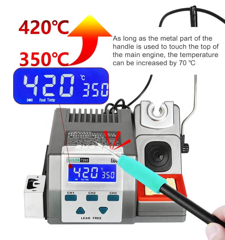  High Quality SUGON T26D 110V/220V Digital Soldering Iron Tool Solder Welding Table Quick Hot Gun