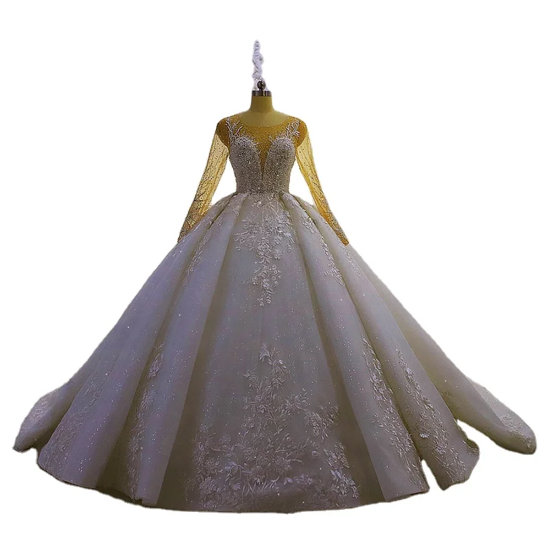 Wholesale China Latest Design Long Sleeve Lace Beaded Embroidery Boho Wedding Dress