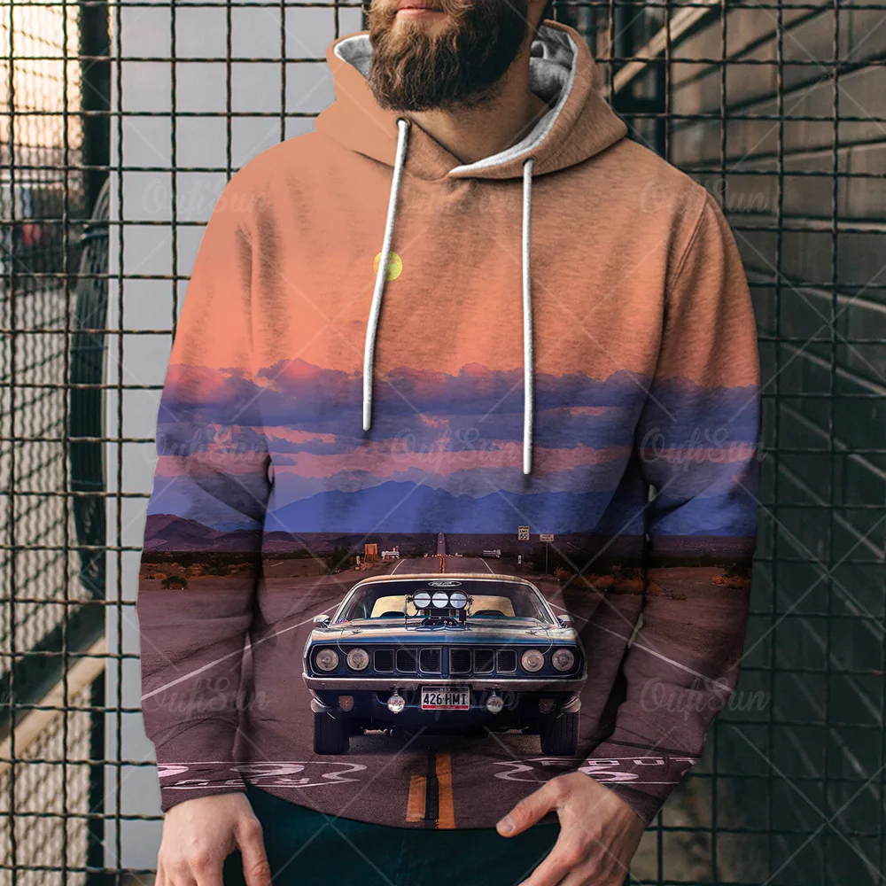 Европейская и американская мода, новая серия American Highway 66, свитер с 3D принтом, уличный тренд, толстовка, спортивный топ