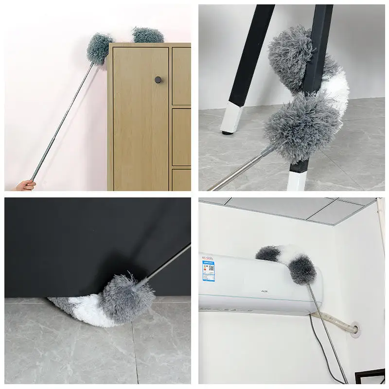 Multifunctional Retractable Long Handle Chicken Feather Duster Microfiber  Cleaning Brush Duster Set