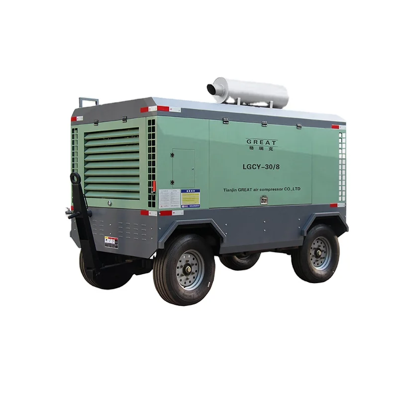 Hot sale! excellent performance cummins diesel driven portable screw air compressor for water well drilling rig