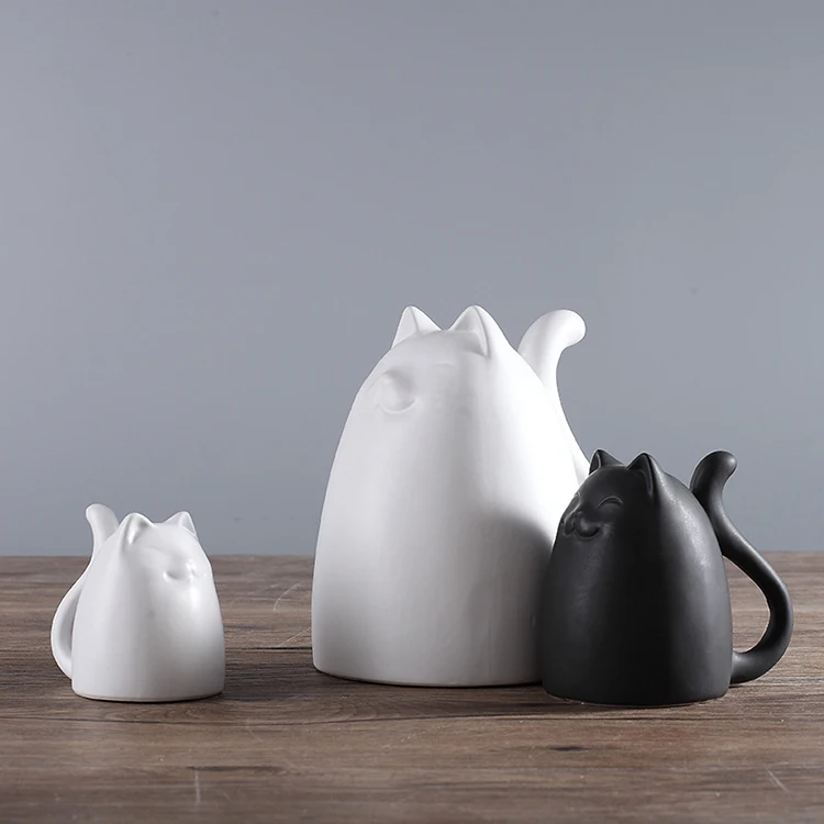 Shop Welcome Ceramic White And Black Cat  Lucky Cat  For Improved Sales