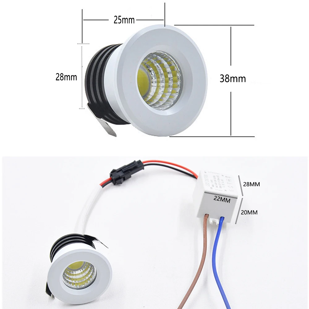 Led Spot Light 110V 220V Spotlight Lamp COB Ceiling Spots Led Downlight 3W Indoor Ceiling Lighting For Home Kitchen Bedroom