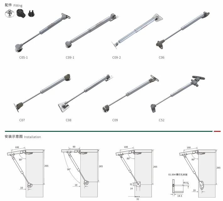 Customized Strut Lift Lid Support Flap Stay Damper Gas Spring Cabinet Door Support