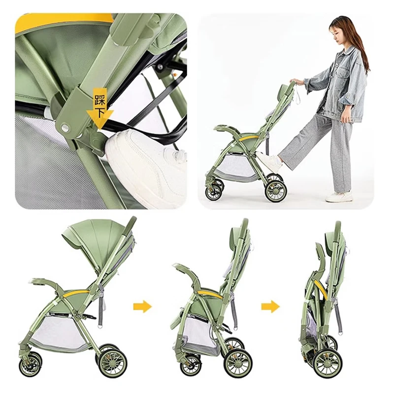 Folding Baby Strollers Outdoor Traveling X-Type Shock Absorber Baby Pram ASTM Multi-Functional Two -Way Baby Stroller
