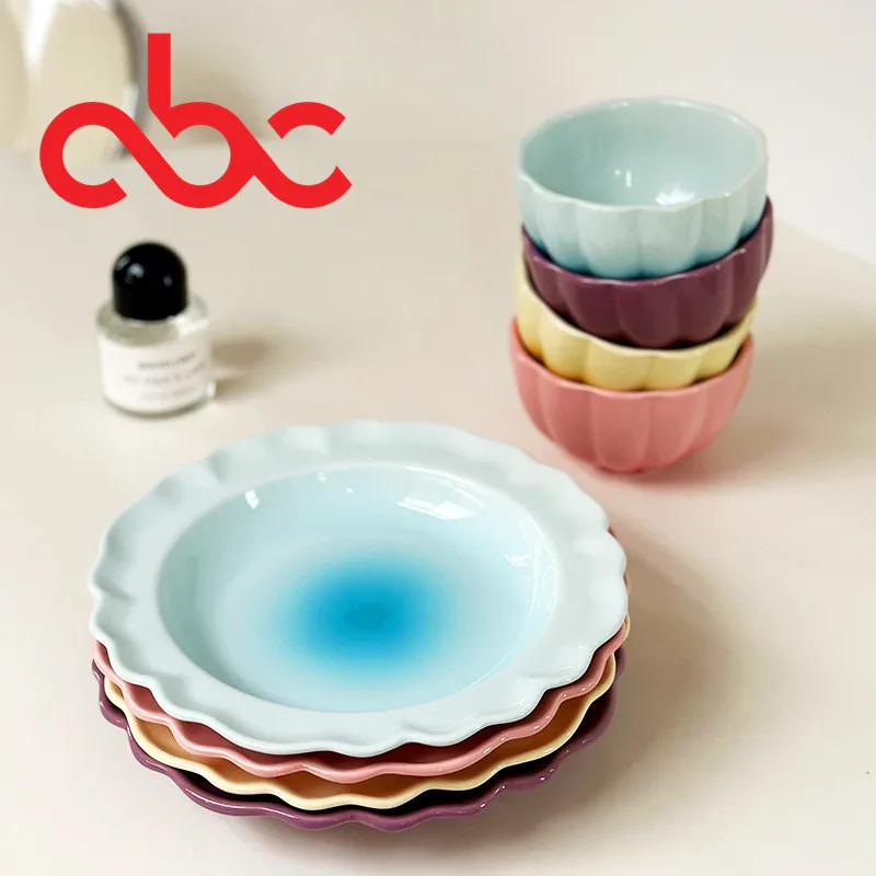 Nordic Style Porcelain Rice Bowl Mini Ceramic Bowl Solid Color Pumpkin Bowl Pink White Gray