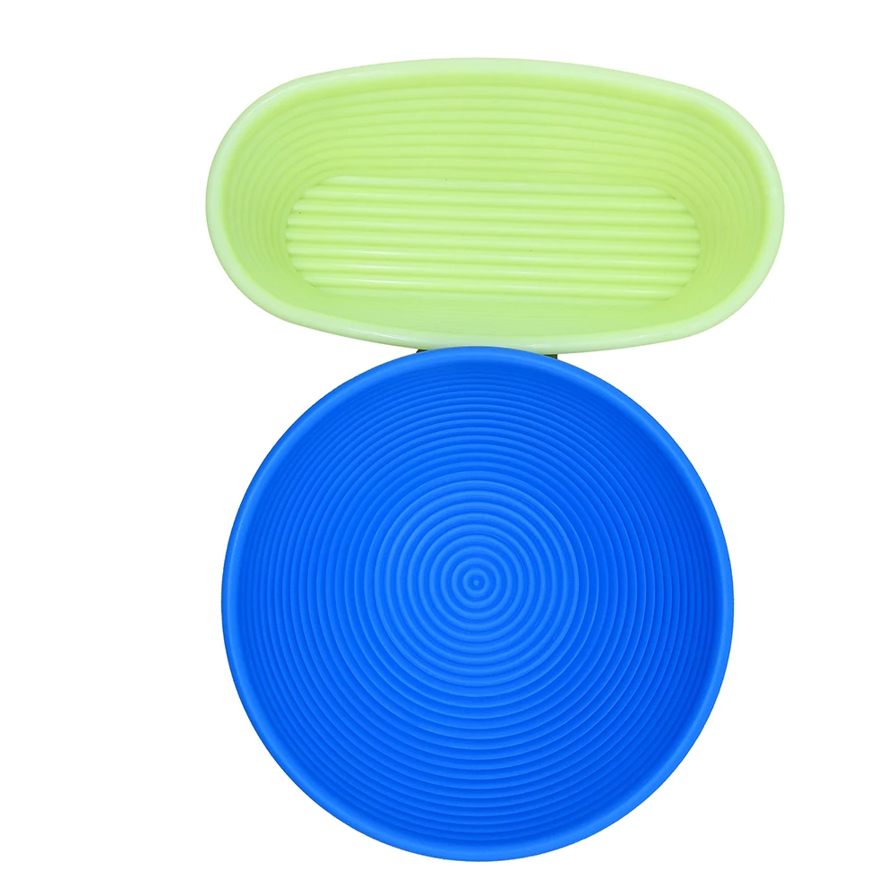 Wholesale PP Rattan Plastic Banneton Bowls Covers 2 Kit Sourdough 9 12 Inch Oval Bread Proofing Basket Set With Cloth Liner