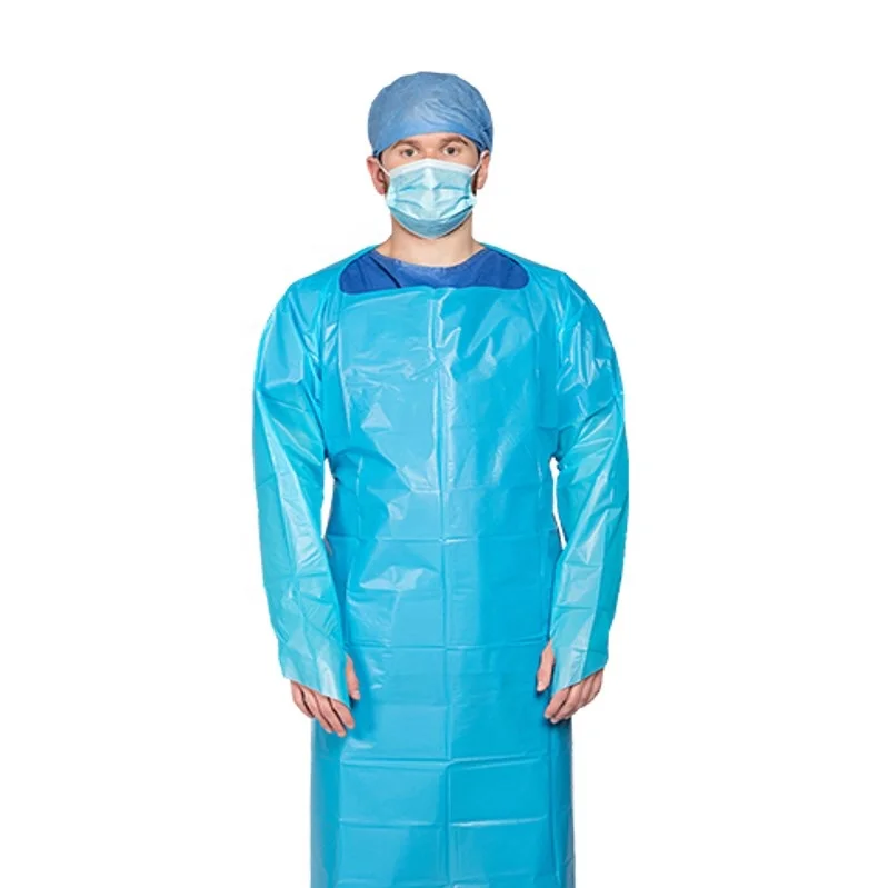 Factory Waterproof Disposable Thumb Loop CPE Gowns with Open-back and Thumb-hook