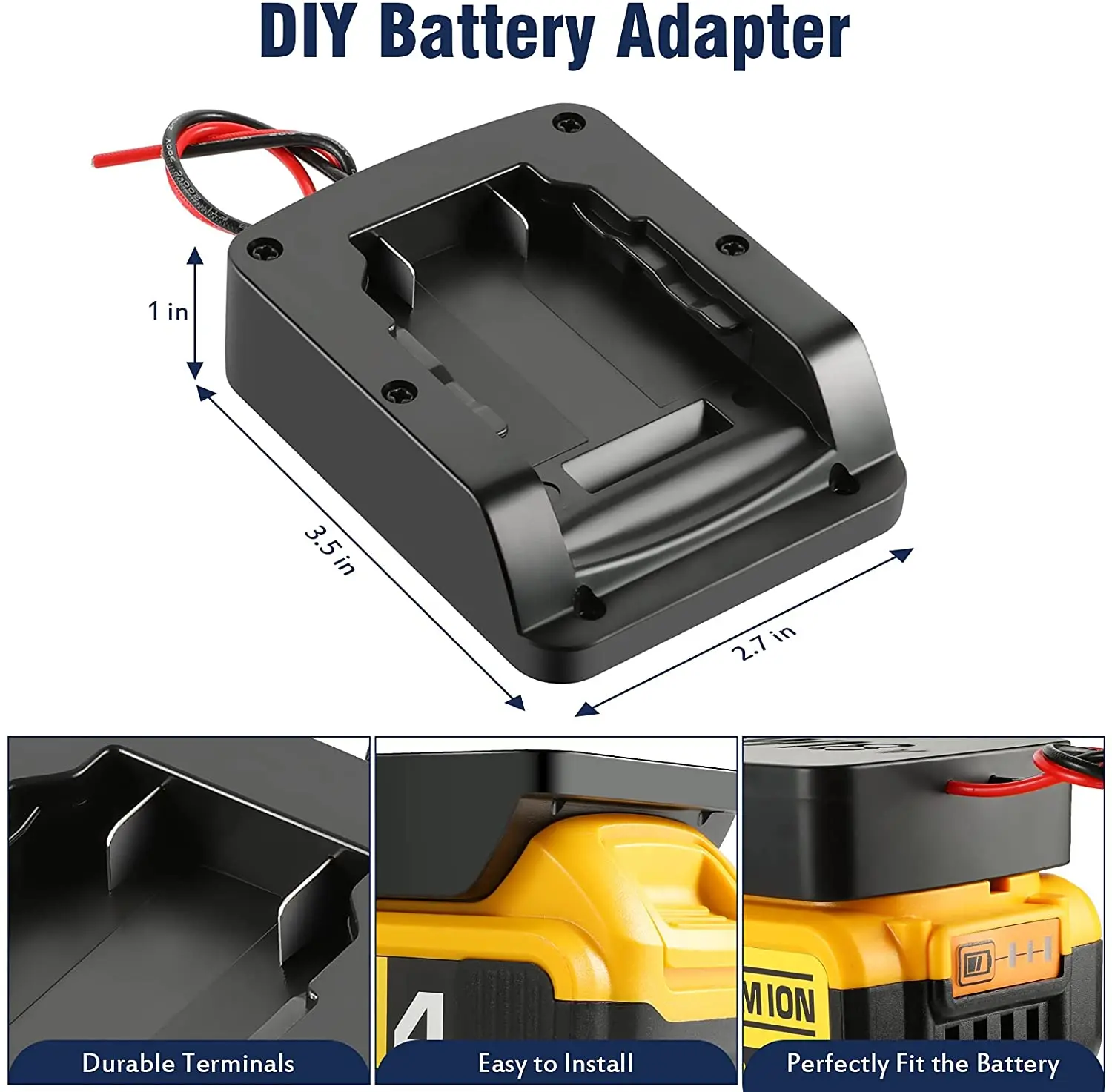 Battery Adapter for DeWALTs  20V DCB200 DCB203 DCB204 Max 18V dock power connector 14 gauge Connector battery holder