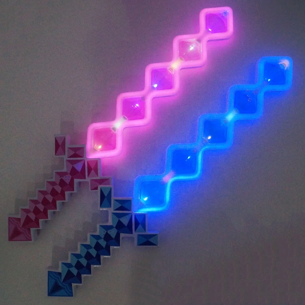 Hot Sale New Style Led Flashing Plastic Pixel Diamond shining Light up sword toy