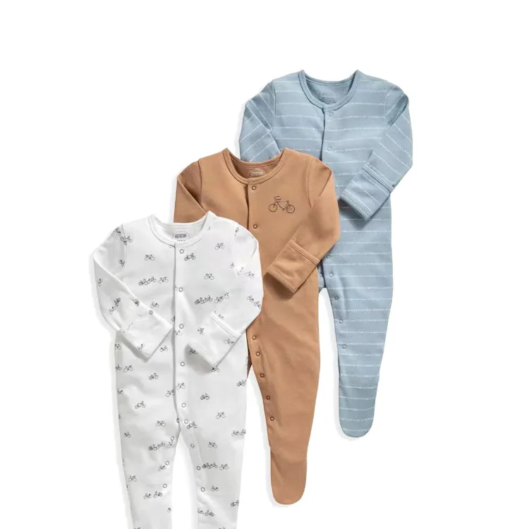 Baby Clothes Soft Newborn Romper Nordic Pattern Bamboo Cotton Infant Long Sleeved Leggings Jumpsuit