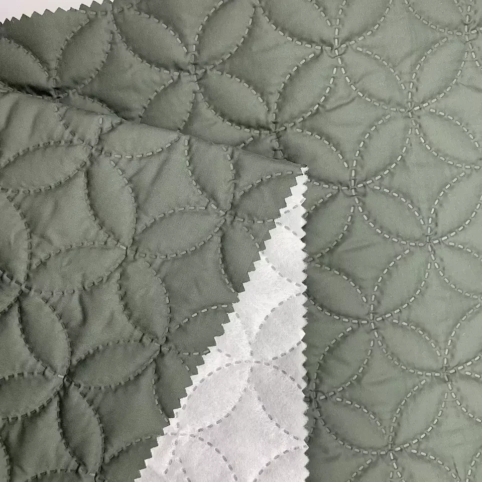Winter Fabric  100% Polyester Ultrasonic Quilting Fabric 300t 3 Layers Pongee Quilted Cover For Jacket