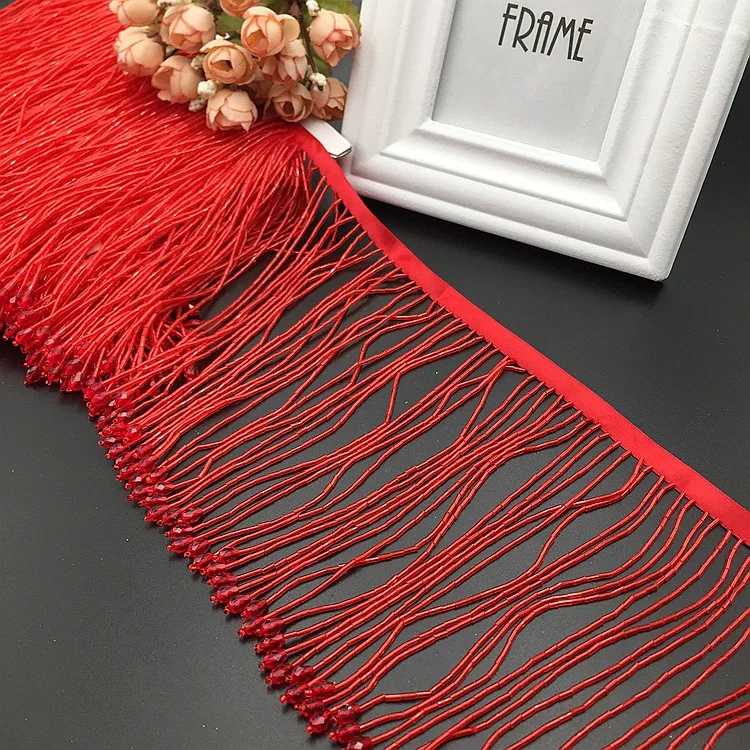 Crystal Castle 15cm Decorative Trimming With Rhinestones Dresses Strass Lace Dance Clothes Glass Bead Tassel Fringes
