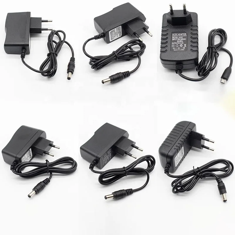
100-240V AC к DC постоянного тока, адаптер питания зарядное устройство адаптер 5V 12V 1A 2A 0.5A ЕС Штекер 5,5 мм x 2,5 мм/5v3aDC разъем Micro USB 