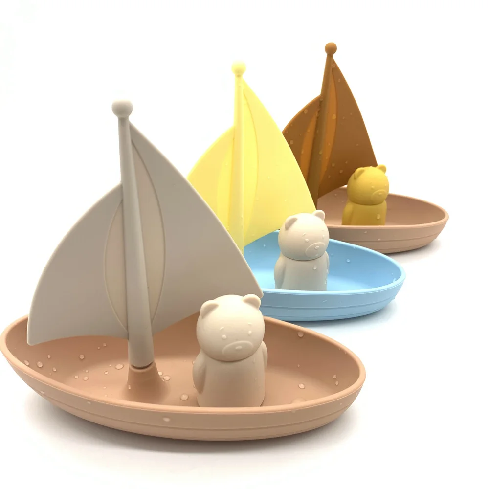 BPA Free Safe Soft Silicone Bath Toys  Floating Boats Bathtub Pool Baby Toys for Toddlers Baby Kids Infant