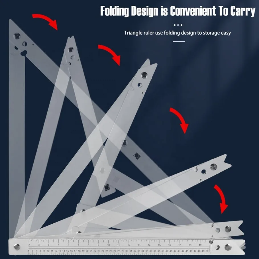 JDSR Woodworking Easy to Operate Aluminum  Folding triangle ruler
