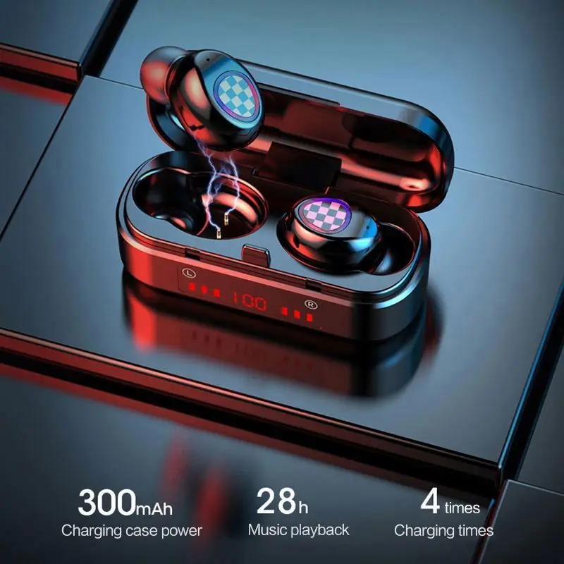 V7 Noise Canceling Earbuds Deep Bass Be Loud Proud Top With Great Mic Ipx7 5.1 3500 Ma Blurtooth Earphone I 18