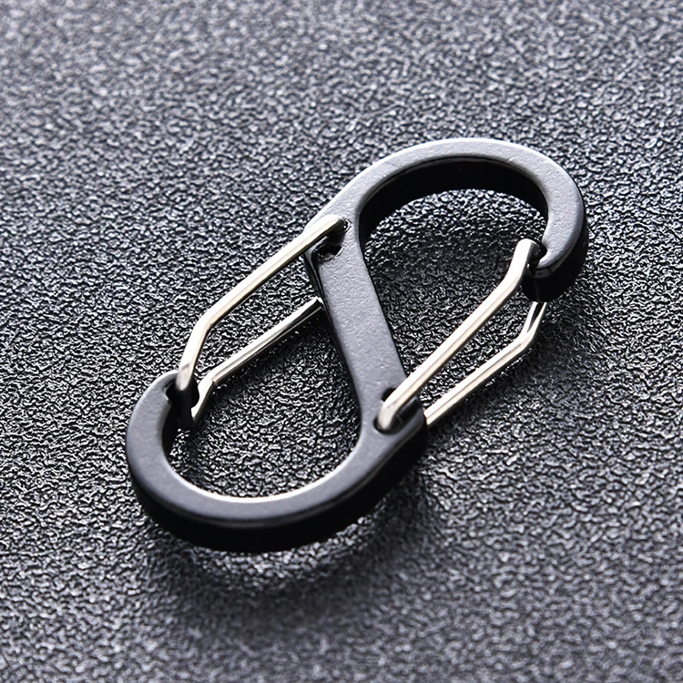 Outdoor aluminum alloy S-type Climbing Carabiner 8 Button Mini Spring Hanging Mountaineering Buckle Keychain Backpack Hooks