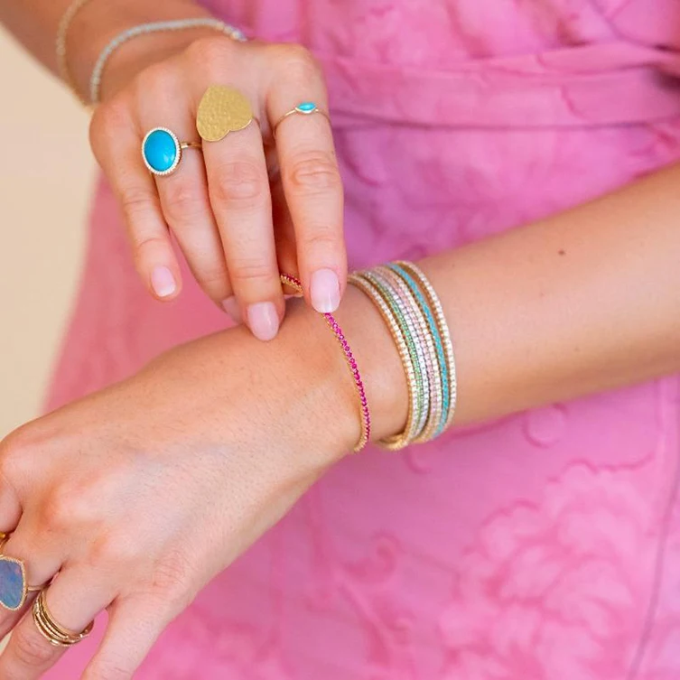 2022 New Arrival Gold Plated 925 Sterling Silver Blue Sapphire Tennis Cuff Bangle