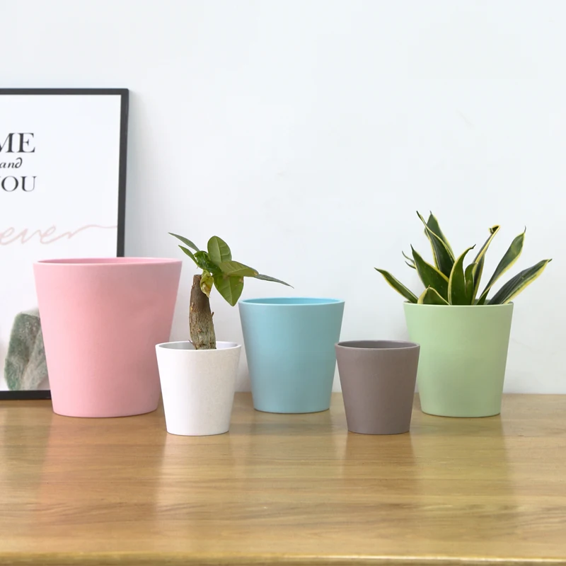 Wholesale Modern Home Cactus Plants Pot Desk Round Plastic Colorful Balcony Flower Pots