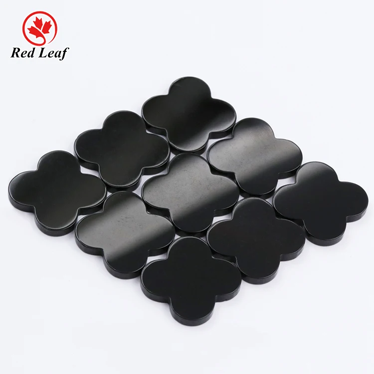 Redleaf Wholesale Black Onyx agate stones Clover Four Leaf Clover Stone For Jewelry Making