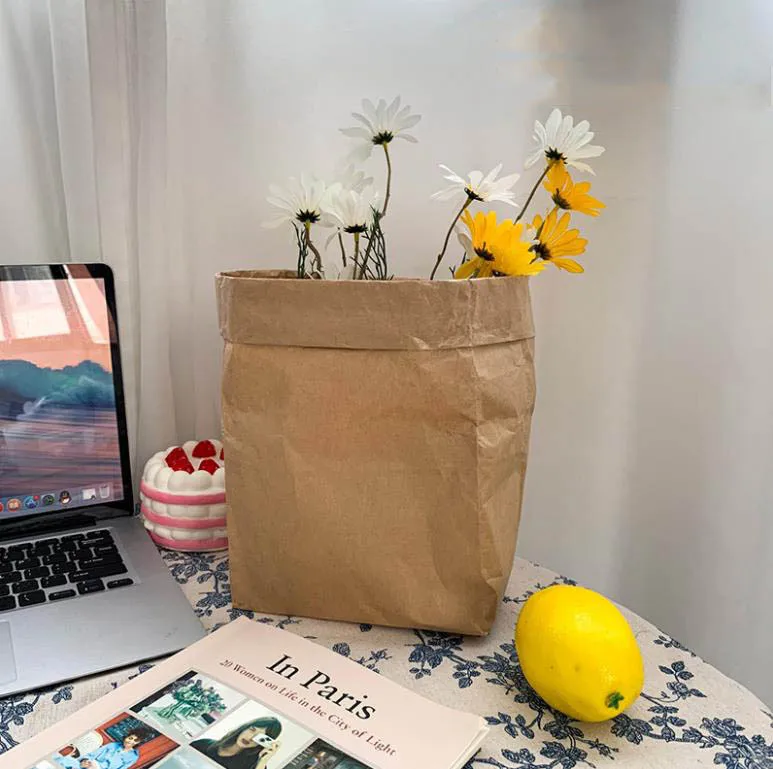 Manufacturer custom-made washable kraft paper bag for waterproof flowerpot bag