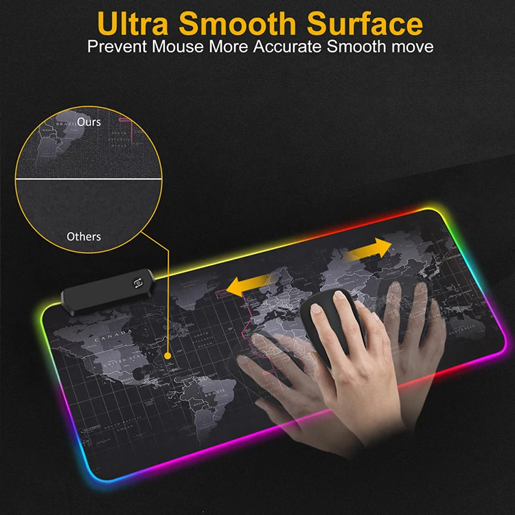 Hot Sale 300*800mm World Map Mouse Mat New Design Gamer Computer Large Led Mousepad XXL Custom Gaming RGB Mouse Pad