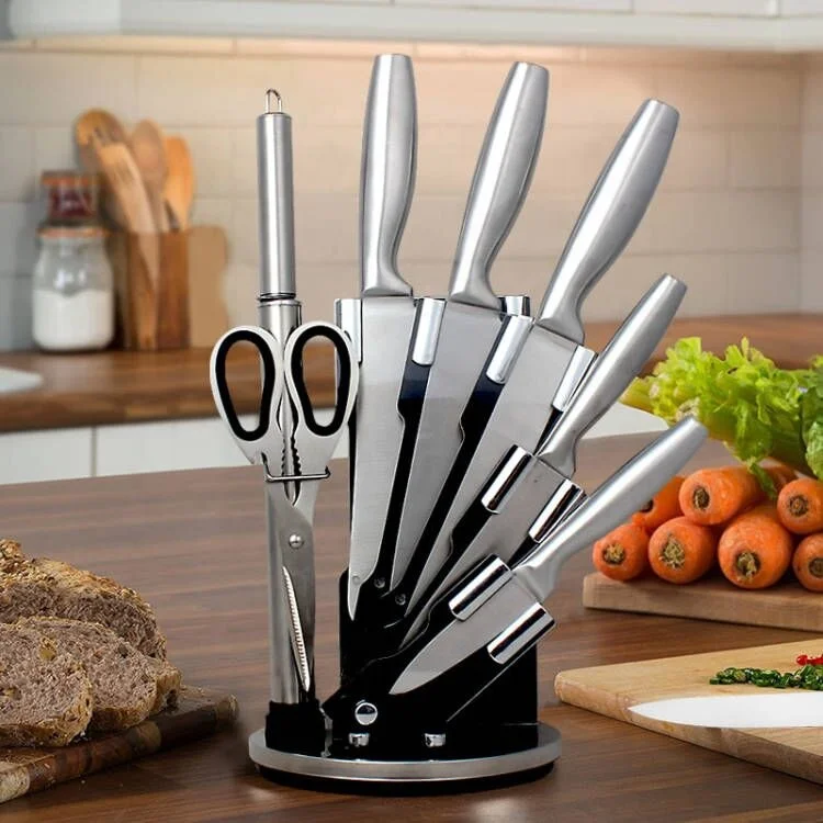 8pcs  cleaver knives royal stainless steel kitchen chef knife set with hollow handle
