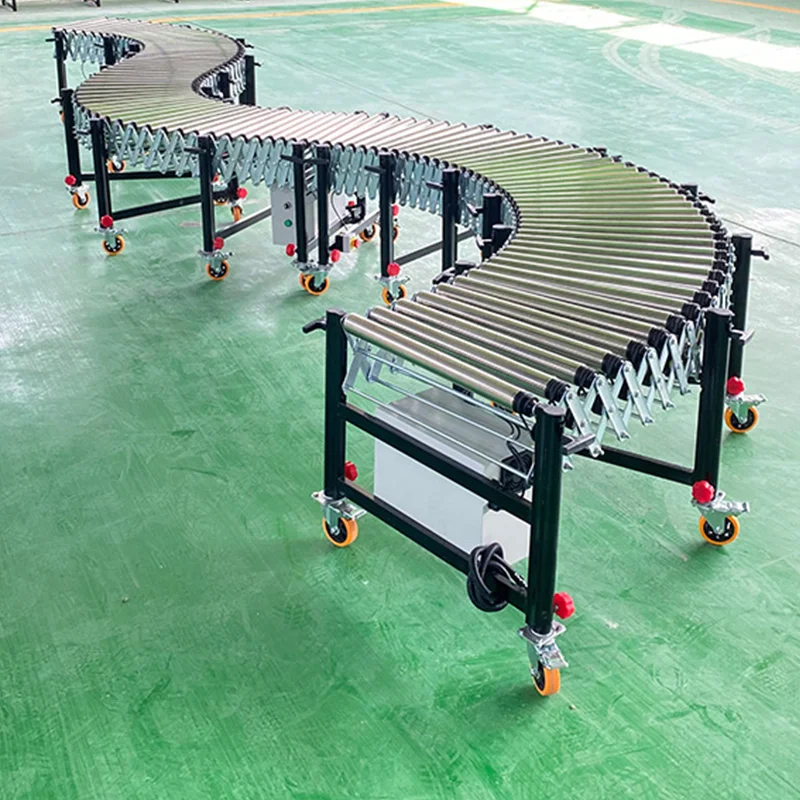 Factory Unpower Telescopic System Slide Gravity Roller Mobile Conveyor