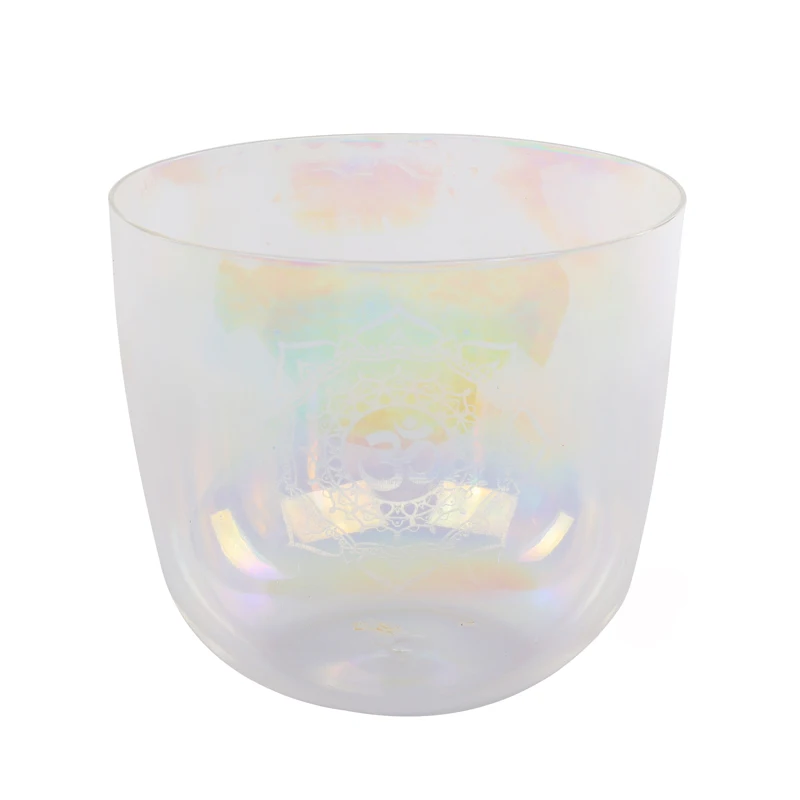 New Design C D E F G A B Note  Clear Perfect Pitch 7 Colors Alchemy Engraving Bowl Clear Quartz Crystal Singing Bowl