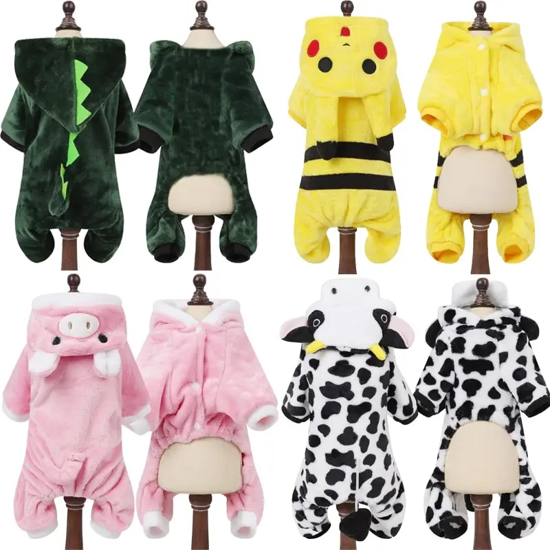 Warm Luxury Dinosaur Jumpsuit Hoodie Pajamas Clothes Halloween Funny Fashion Designer Jumpsuit Dog Costume Christmas Pet Clothes