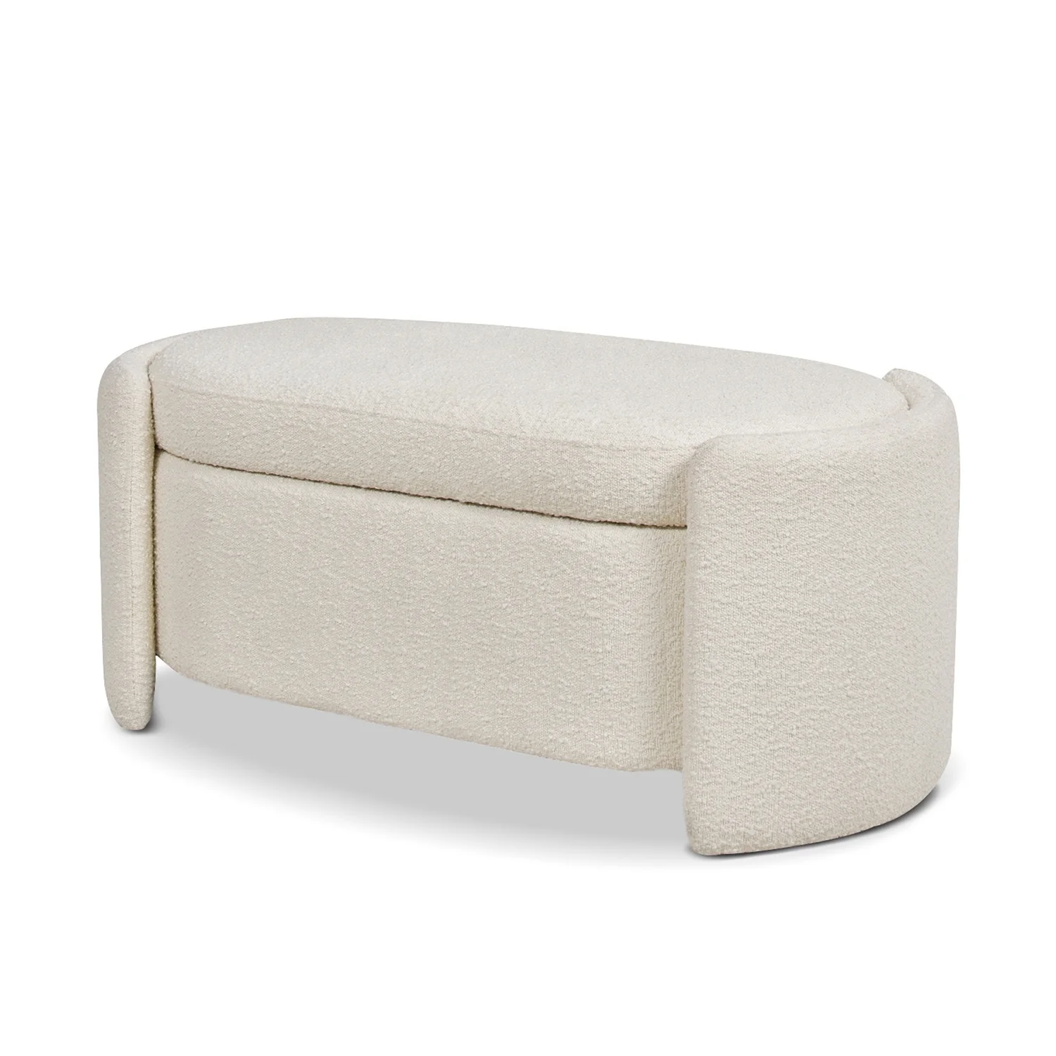 Oval Shape Teddy Fabric Modern design Wooden Frame Entryway storage Pouf Ottoman Bench