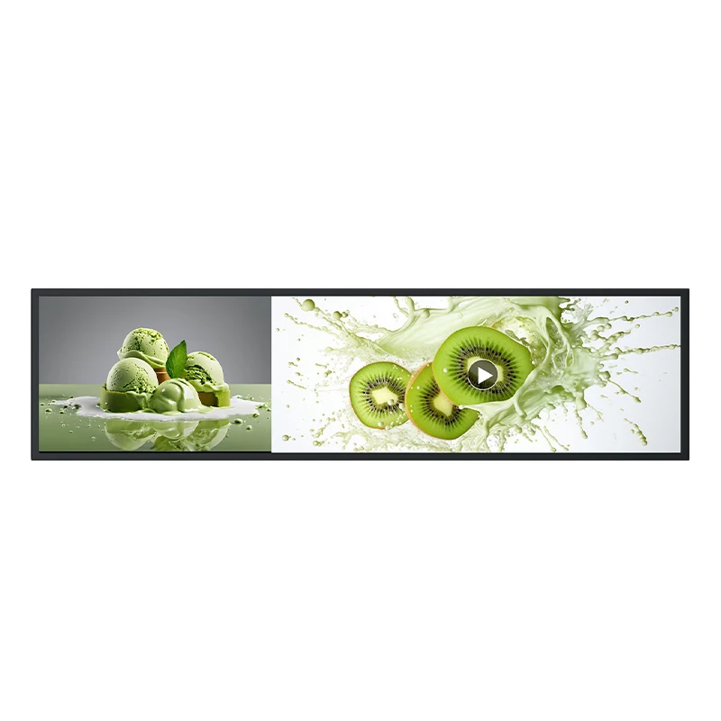 Supermarket Shelf Commercial Digital Advertising Signage Touch Tft Stretched Bar Type Lcd Screen Display Monitor