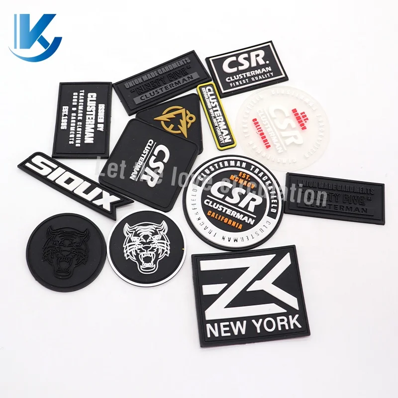 Custom Rubber Patches Manufacturer DIY Embossed Silicone Garment Label 3D Soft Pvc Patch