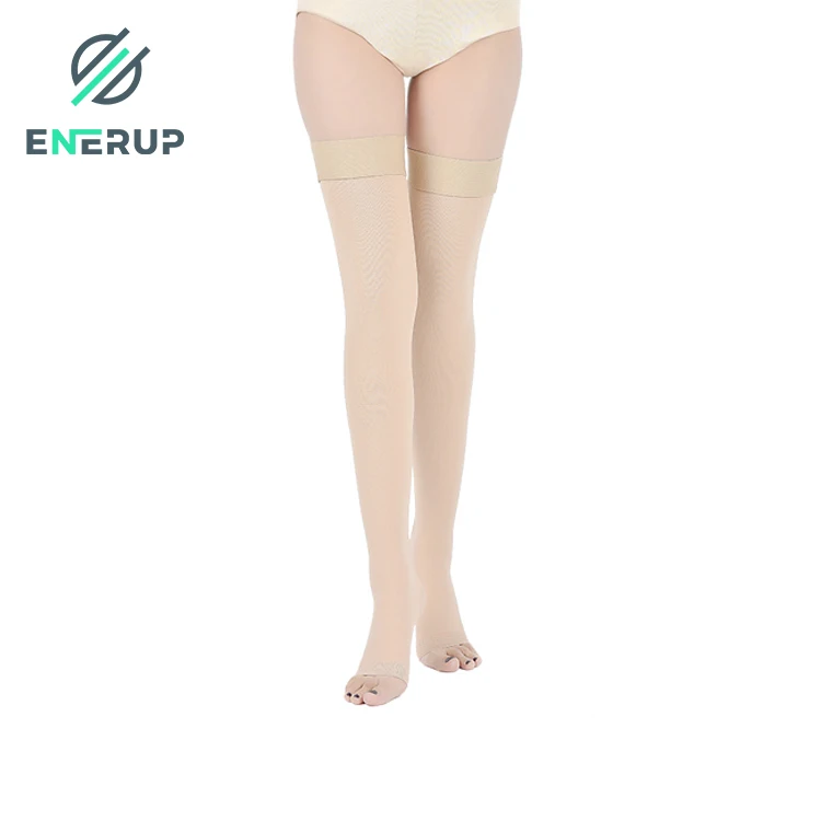 Enerup nylon 20 30mmhg Antibacterial open toe thigh high medical compression socks compression stockings medical (1600385796810)