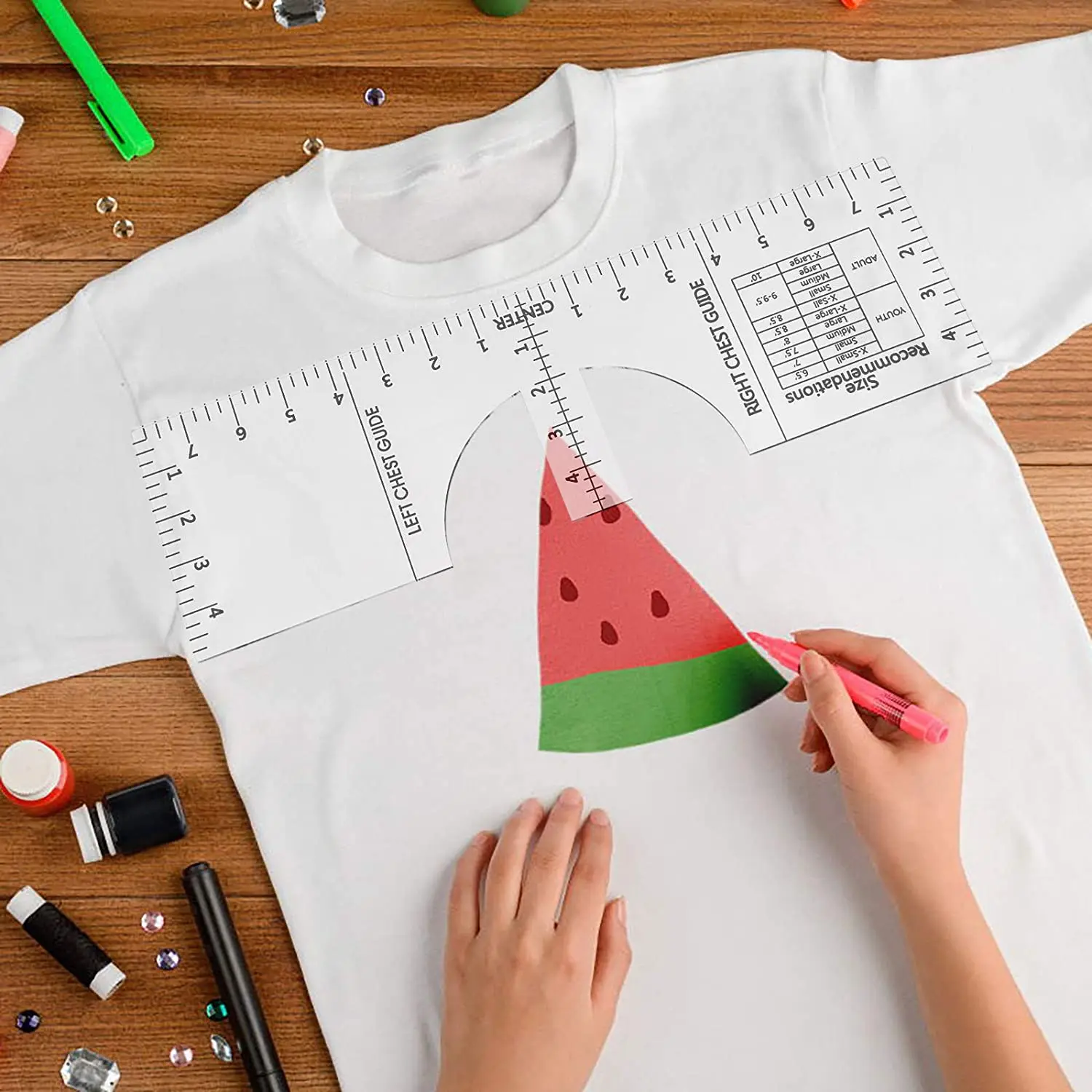 
RAYBIN 4pcs Placement Graphic Guide Home Daily Use Tool Transparent Acrylic t-shirt alignment ruler 