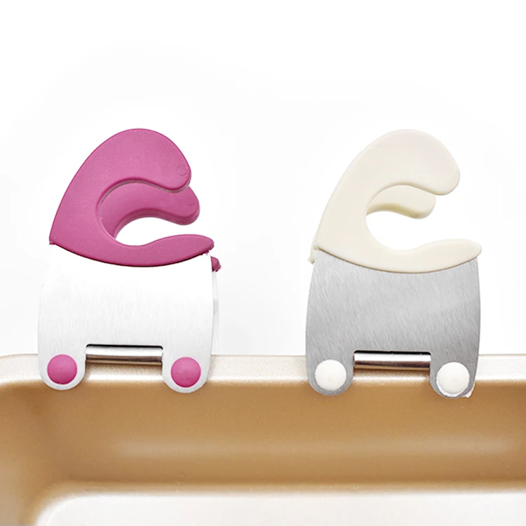 Food grade reusable anti-scald stainless steel pot edge clip silicone bracket spoon rack kitchen tools