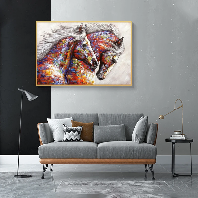wall canvas art hand painted abstract colorful horse oil paintings hand painted art oil painting canvas