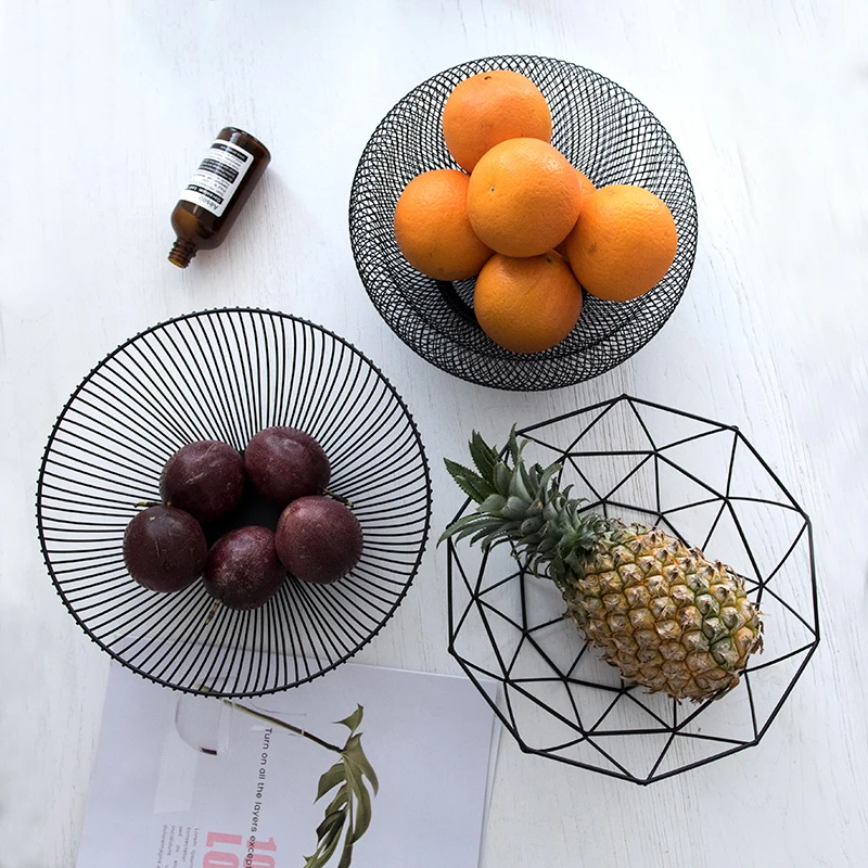 Nordic Simple Geometry Wrought Iron Fruit Basket Living Room Fruit Tray Creative Basket