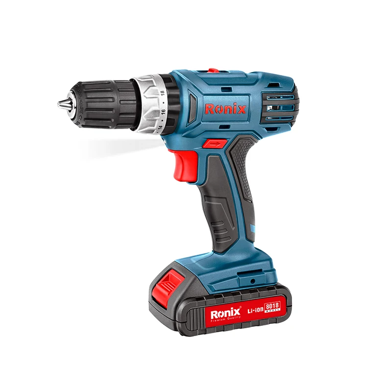 Ronix 8018 BMC Packing Free Another Battery 18V Cordless Electric Screwdriver Drill Made in China